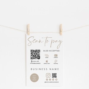 Printable Payment Sign, QR Code Sign Template, Scan to Pay Sign ...