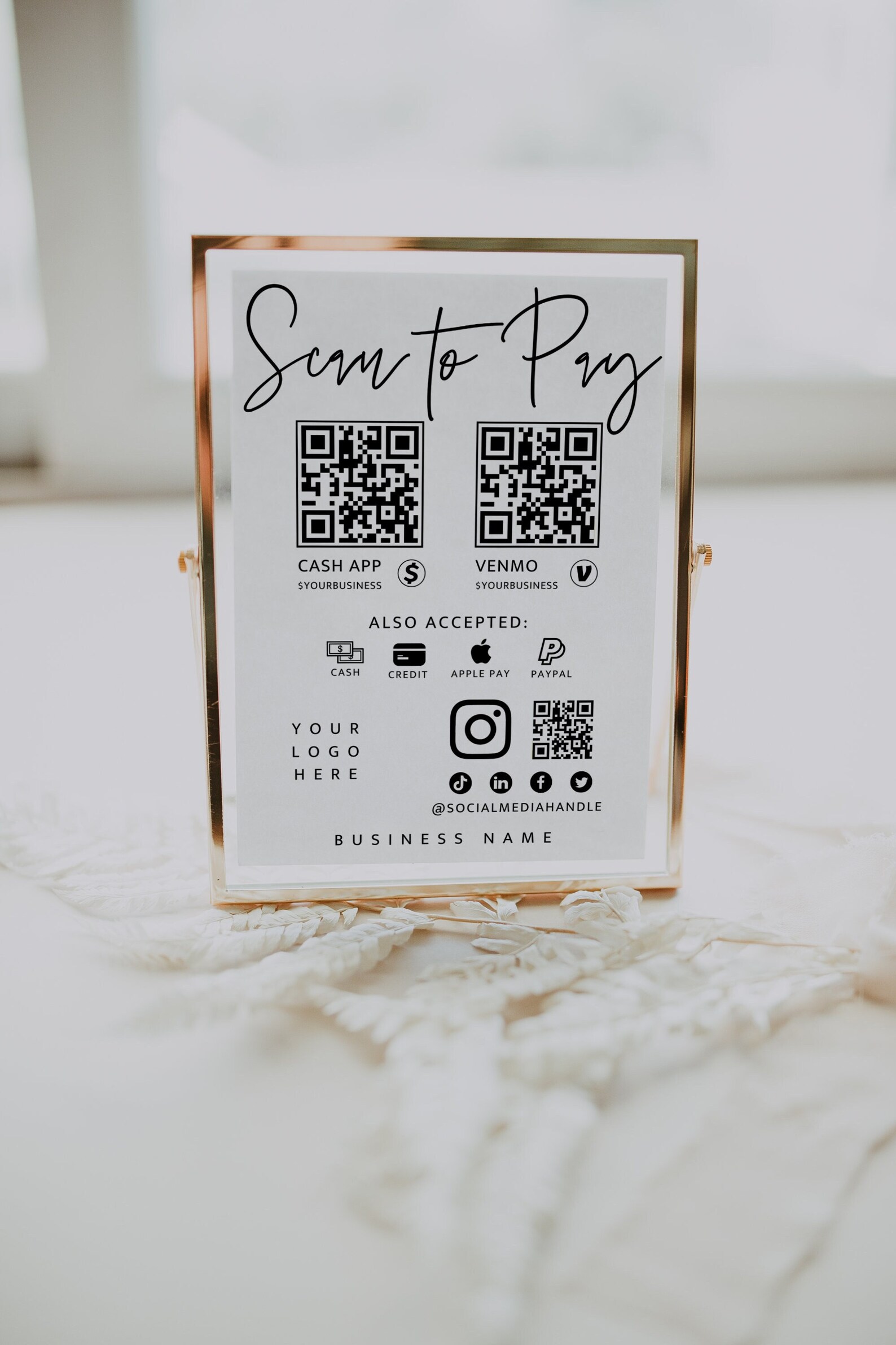 QR Code Sign Template Printable Payment Sign Scan to Pay - Etsy