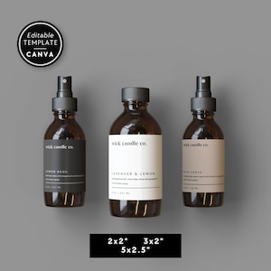 Minimal Editable Room Spray Label Canva Template, 2x2 3x2 DIY Label for Linen or Room Spray, Simple Apothecary Bottle Product Label - Livi