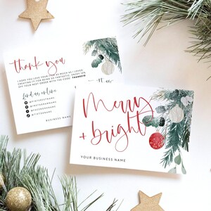 Watercolor Christmas Business Thank You Card Template, Holiday Printable Thanks For Your Purchase, Business Package Insert Xmas Card, Canva