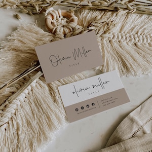 Boho Business Card Template, INSTANT DOWNLOAD Printable Business Card Template, DIY Calling Card, Minimal Business Card, Canva - Blair