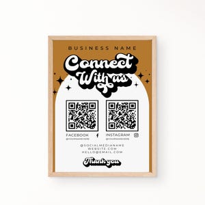 Social Media Sign Template, DIY Follow Us On Social Media, Small Business Sign, Canva, Social Media Business Sign, Instagram Facebook Sign