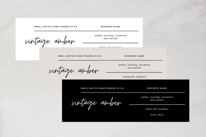 Thin Candle Label Template Editable Minimalist Candle Label Etsy