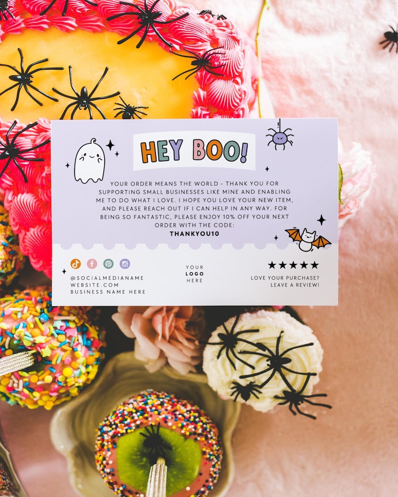 Cute Pastel Halloween Business Thank You Card Canva Template, Editable ...