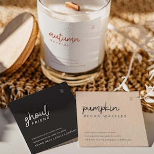 Fall Candle Label Canva Template, Editable/Printable Autumn Leaves Pumpkin Halloween Candle Sticker Design