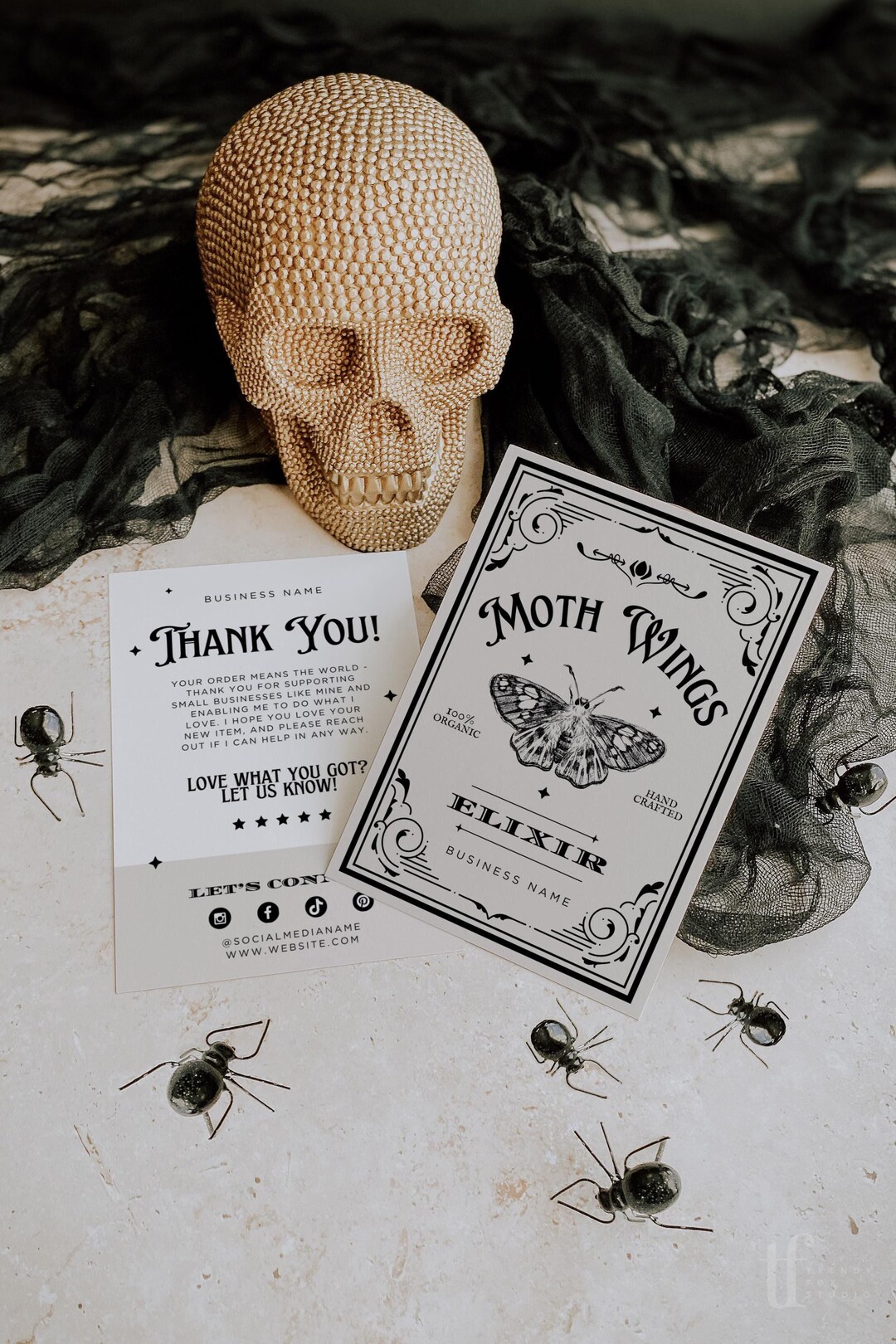 Witchy Halloween Business Thank You Card Canva Template, Editable Goth ...