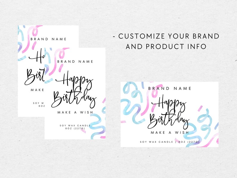 Happy Birthday Candle Label Template Editable Candle Label Etsy