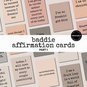Printable Baddie Affirmation Cards, Motivational Affirmation Deck, Printable Encouragement Cards, Self Care Printable, Daily Affirmation