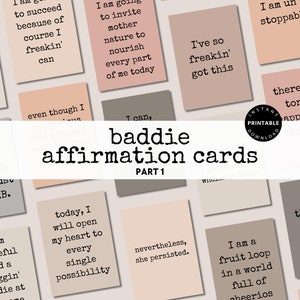 Tarjetas de afirmación de Baddie imprimibles, mazo de afirmación motivacional, tarjetas de aliento imprimibles, cuidado personal imprimible, afirmación diaria