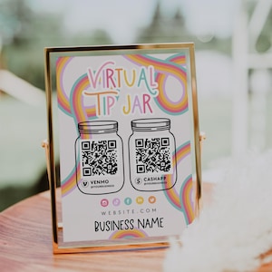 Printable Virtual Tip Jar Venmo Payment Sign QR Code Sign Template, Editable Tips Accepted Sign Canva Template, Instant Download - Amara