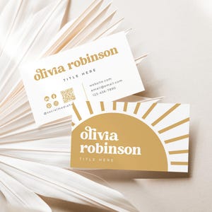 Retro Sun Business Card Canva Template QR Code, Printable Business Card Design DIY Business Branding, Editable Sunshine Business Card - Dani