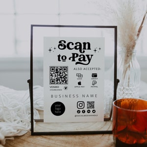Editable Scan to Pay Sign QR Code Sign Template Canva, Printable Payment Sign, Accepted Payments Sign, CashApp Venmo Sign Customizable Dani image 3