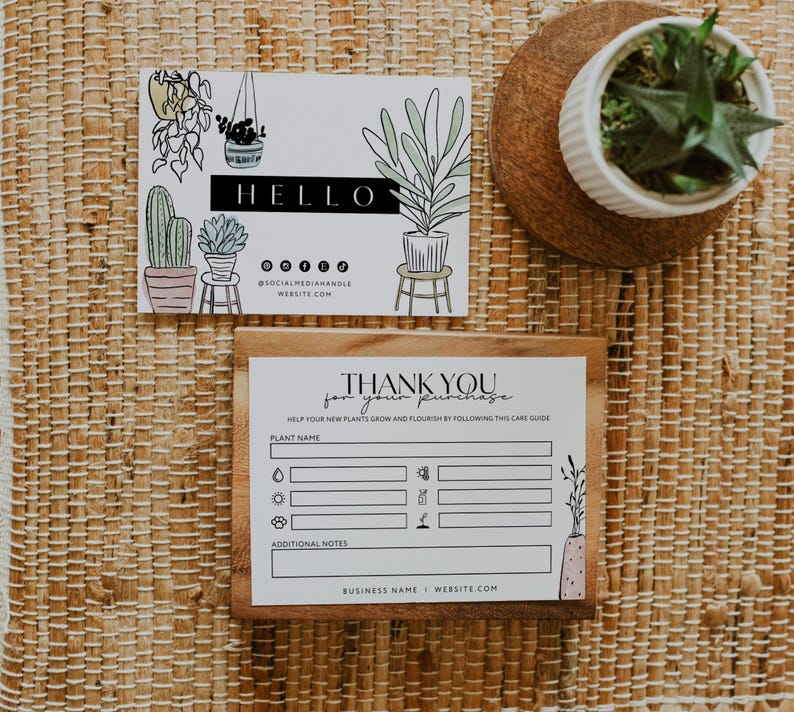 Plant Care Card Canva Template, Editable Plant Guide Insert, Succulent or Indoor Plant Instruction Card Printable zdjęcie 1