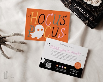 Cute Ghost Halloween Thank You Canva Template, Editable Colorful Halloween Order Insert Packaging