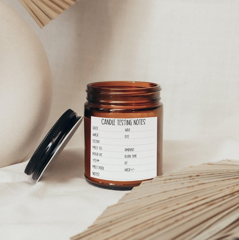DIY Candle Testing Label Template, Editable Candle Notes Sticker, Candle Maker Label Template, Printable Candle Test Sticker, Canva Template image 1