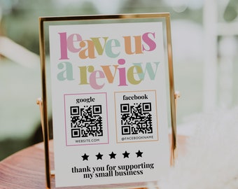 Ask For Review QR Code Sign Template Canva, Google Review Sign, Facebook Review, Business Review Us Request, Review Purchase Request - Mel