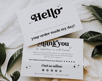 Retro Business Thank You Card Canva Template, Personalized Thank You Card Business, Customizable Thank You, Printable Package Insert - Dani
