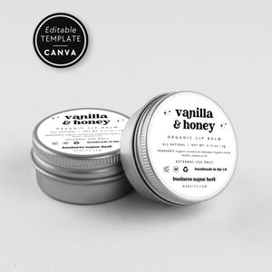 Lip Balm Label Template, Lip Scrub Tin Lid Label, Editable Product Label, Round Lip Balm Packaging, DIY Customizable Cosmetic Label - Dani