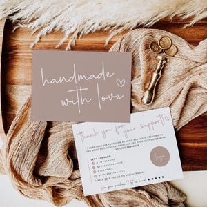 Boho-zakelijke bedankkaart, sjabloon voor je bestelling, neutraal bedankkaartsjabloon, sjabloon voor kleine visitekaartjes 5 x 3,5"- Blair