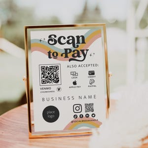 Editable Scan to Pay Sign QR Code Sign Template Canva, Printable Payment Sign, Accepted Payments Sign, CashApp Venmo Sign Customizable -Dani