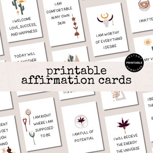 Cartes d'affirmation bohèmes imprimables, Jeu d'affirmations, Cartes de motivation, Imprimable soins personnels, Cartes d'encouragement, Affirmation positive quotidienne