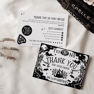 Gothic Halloween Business Thank You Card Template, Editable Ouija Board Thank You Card, Customer Package Insert, DIY Canva Thank You Card
