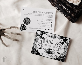 Gothic Halloween Business Thank You Card Template, Editable Ouija Board Thank You Card, Customer Package Insert, DIY Canva Thank You Card