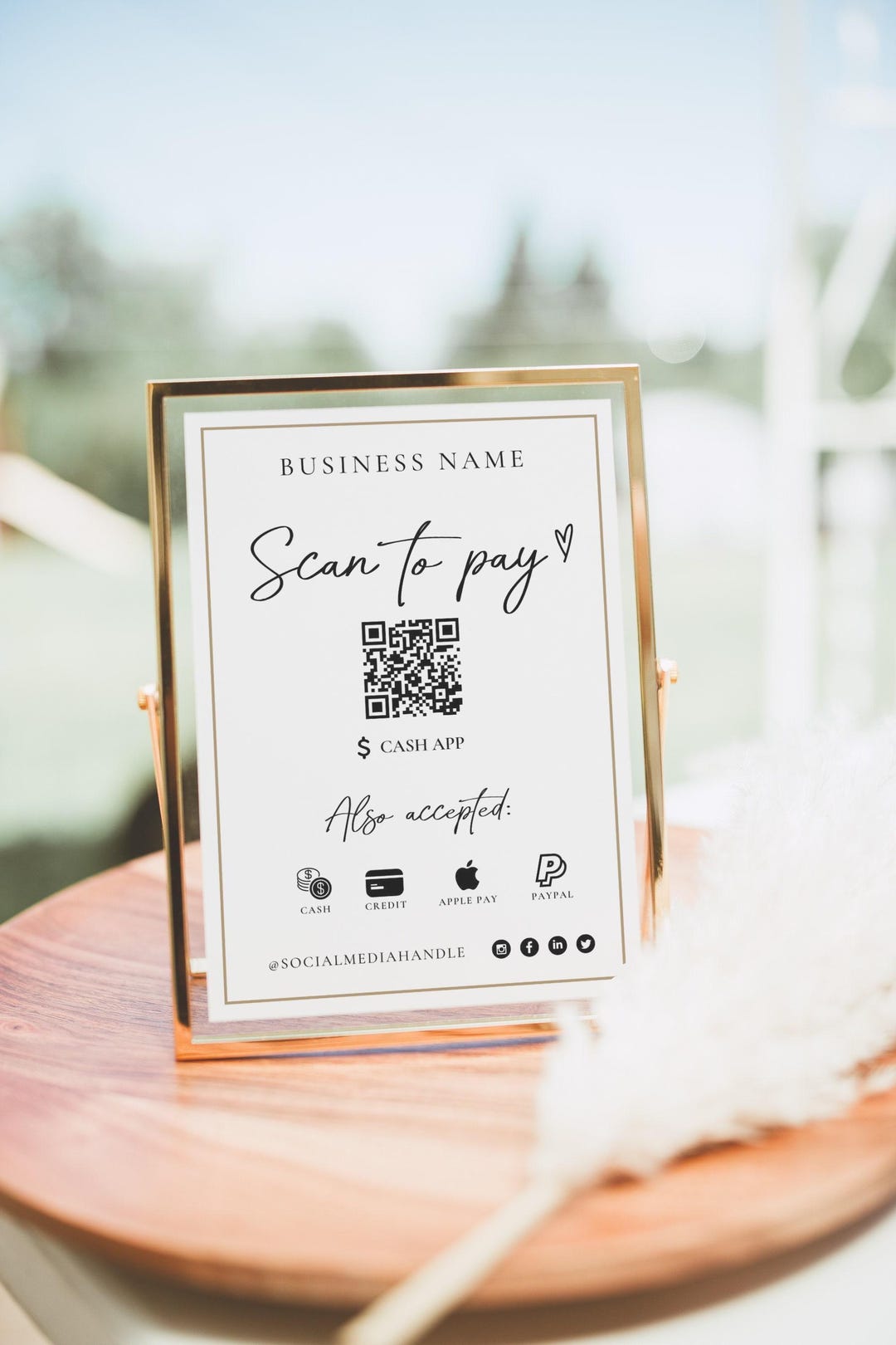 Printable Payment Sign QR Code Canva Template, Scan to Pay | Accepted ...
