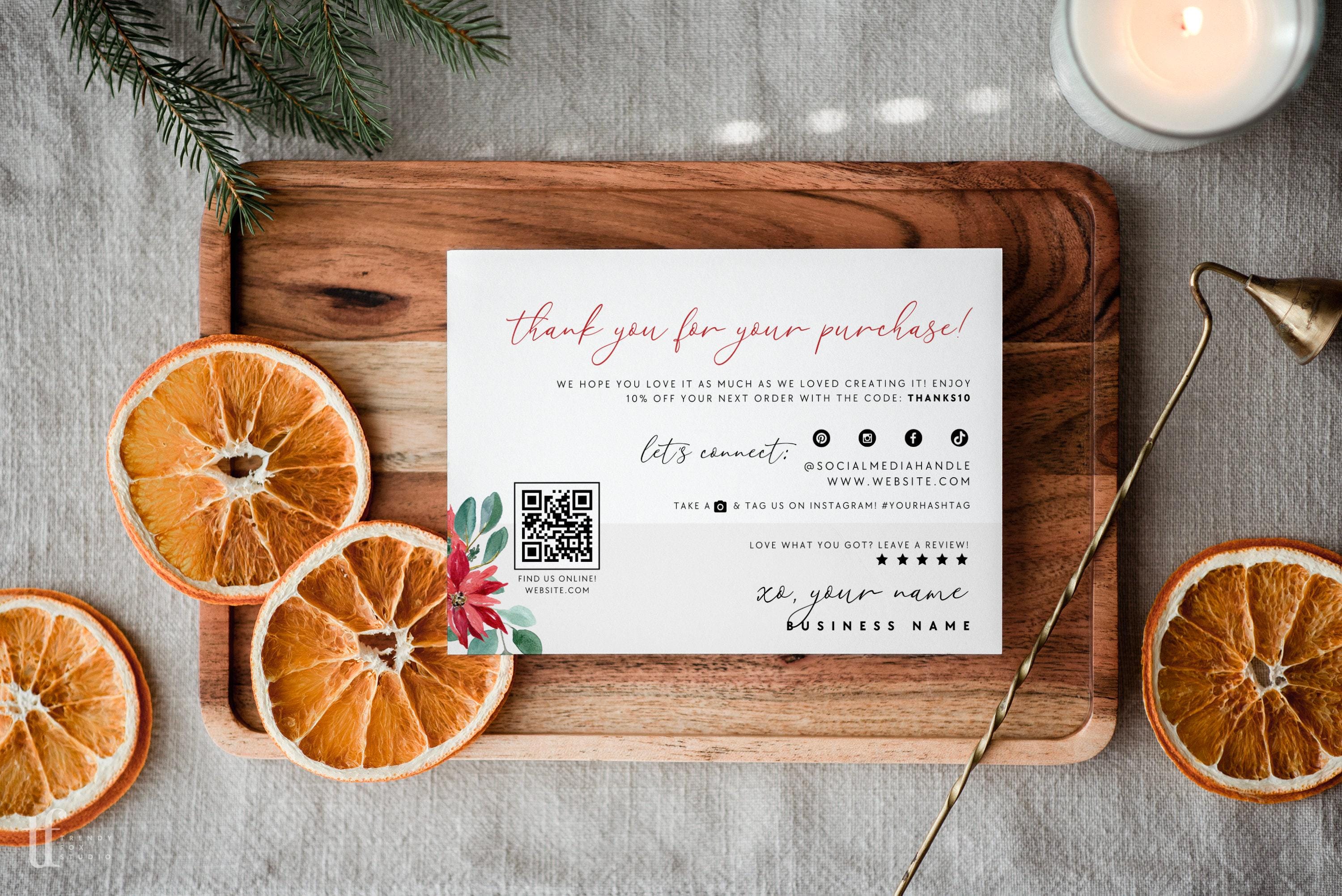 Boho Christmas Business Thank You Card Canva Template, Holiday ...