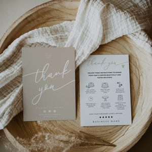 Minimal Cake Care Instructions Card Canva Template, Buttercream Cake Instructions Card, DIY Editable Bakery Business Thank You - Cinna