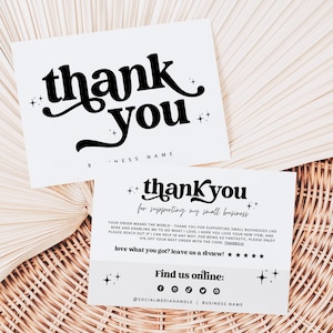 Retro Business Thank You Card Template, Editable Modern Retro Customer Thank You, Business Packaging Card, Printable Canva Thank You, Dani