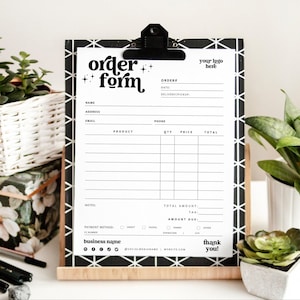 Editable Order Form Canva Template, Retro Small Business Forms, Printable Invoice Order Form Receipt, Tshirt Tumbler Craft Fair Form - Dani