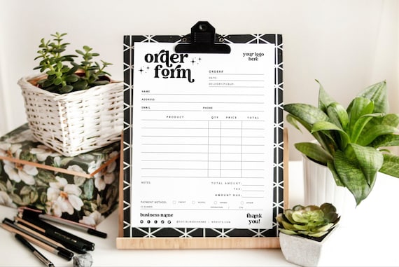 Editable Order Form Canva Template, Retro Small Business Forms, Printable Invoice Order Form Receipt, Tshirt Tumbler Craft Fair Form - Dani