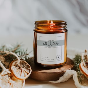Modern Candle Label Template, Editable Candle Label Design, Customizable Candle Jar Label Template, Candle Sticker, Canva Template, &quot;Becca&quot;
