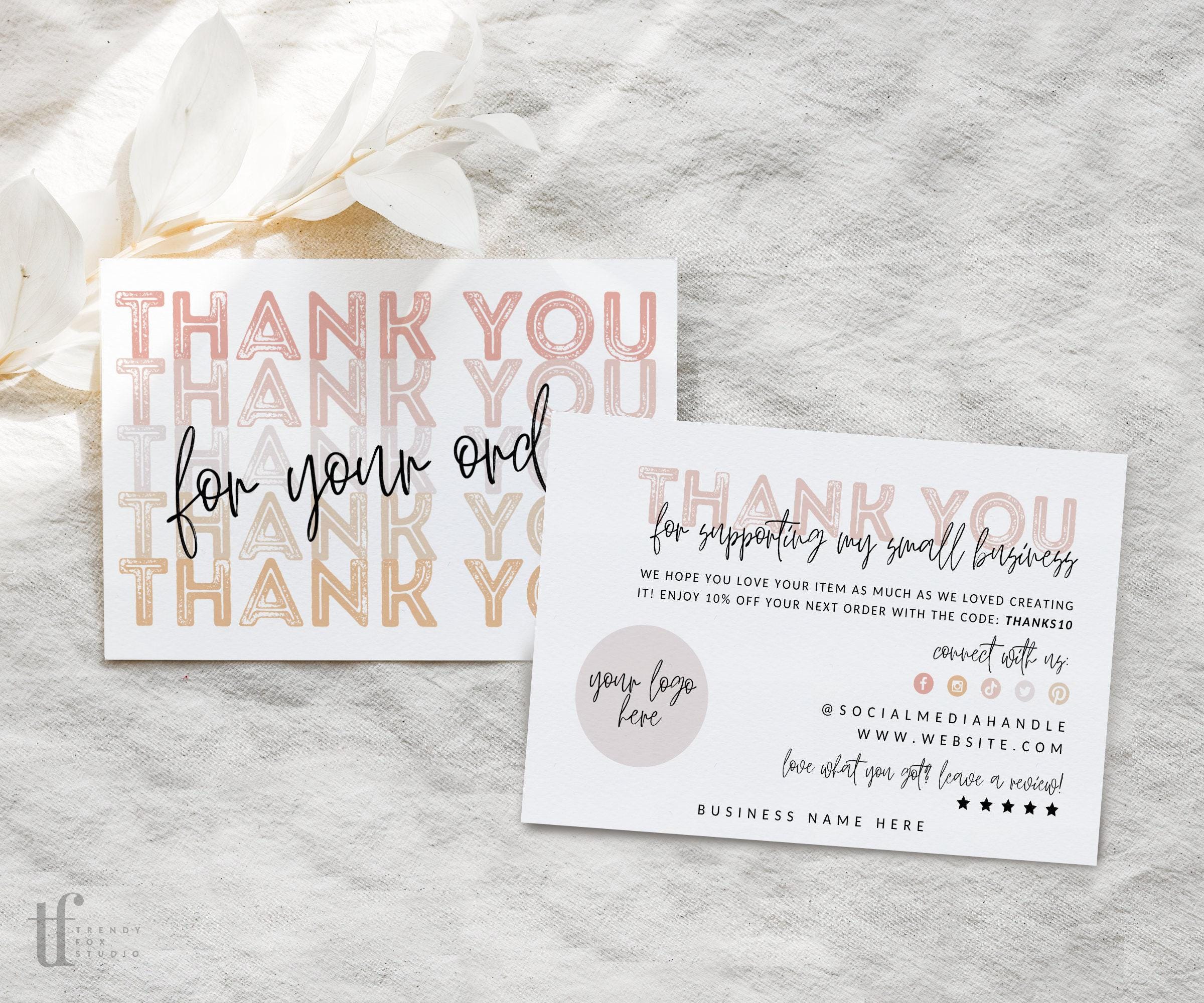Business Thank You Card Canva Template Editable Boho Printable Thanks ...