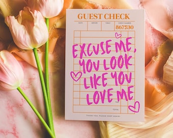 Guest Check Business Thank You Card Canva Template, Editable Trendy Print Customer Thank You Business Packaging, Cute Fun Thank You Insert