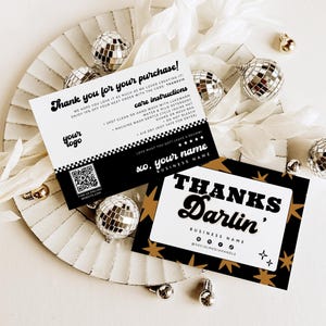 Trucker Hat Care Instructions Canva Template, Retro Western Business Thank You Card QR Code Hat Bar Thank You Add Logo, Hat Cleaning - DC35