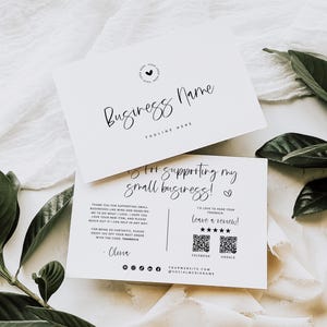 2 QR Code Leave Us A Review Us Business Card Canva Template, DIY Ask For Review Scannable Business Postcard, Like & Connect Mailer - Gwen