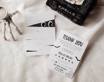 Halloween Business Thank You Card Template, Editable Small Business Thank You Template, Spooky Package Insert, DIY Halloween Card Canva
