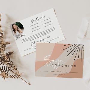 Boho Coaching Business Flyer Template Canva,Editable Marketing Price Guide Flyer Card Template, Referral Card, DIY Business Services Guide