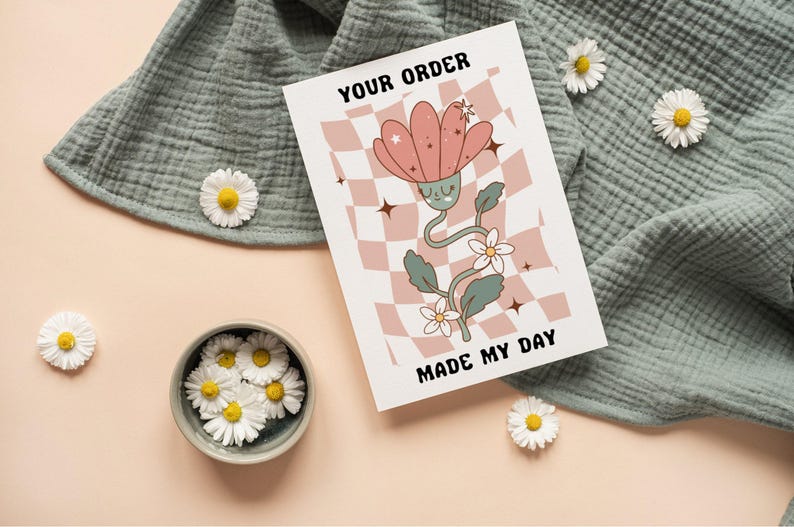 Retro Thank You Card Canva Template, Editable Business Groovy Checkered ...