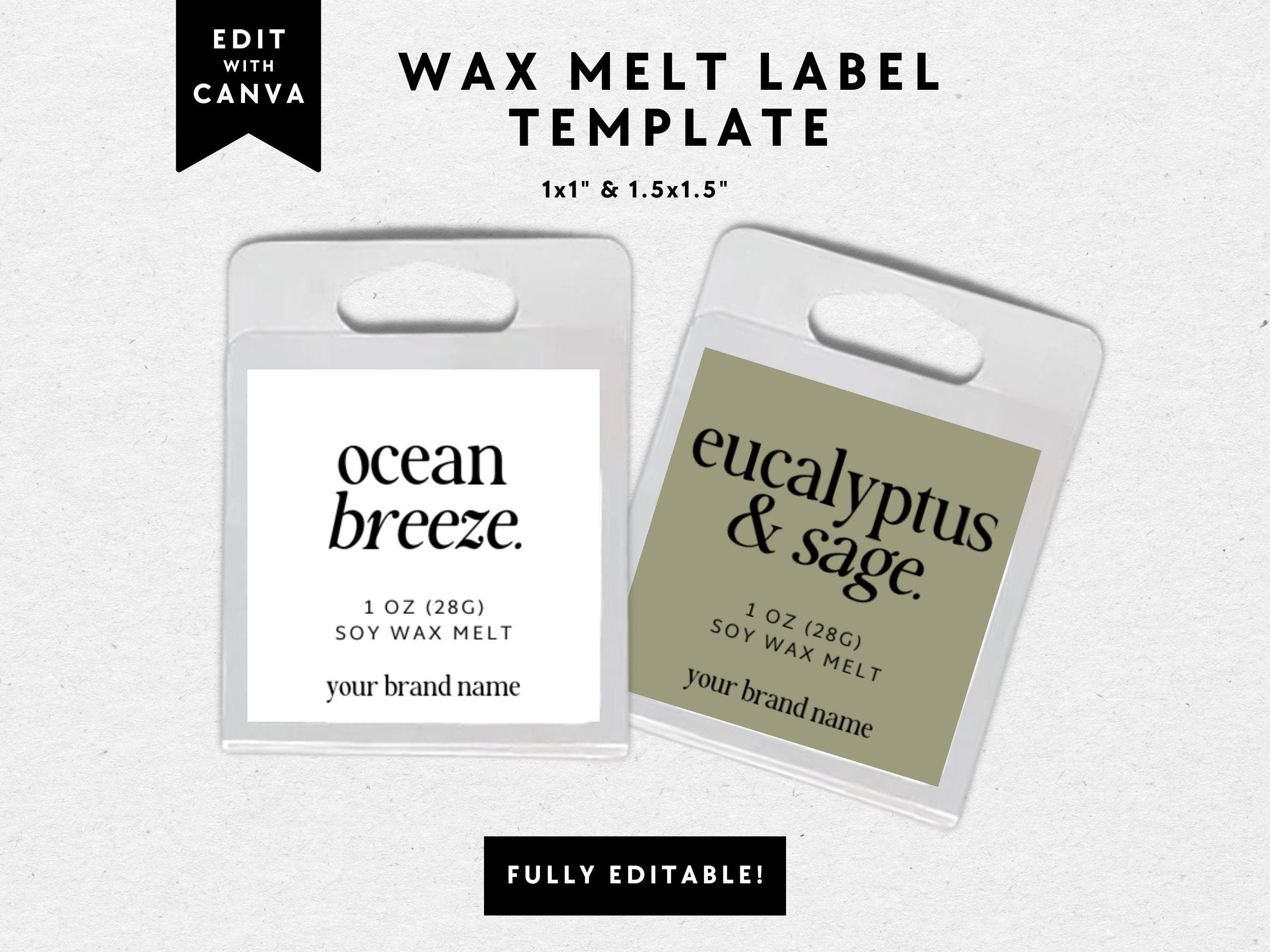 Wax Melt Sampler Clamshell Label Canva Template, 1 oz Single Cavity Wax ...