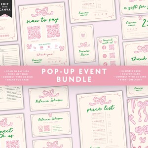 Pop-up Shop Bundle Canva Template, Vendor Event Branding Kit, Craft Fair Signage Popup Checklist Business Card Scan to Pay Price List - CB10