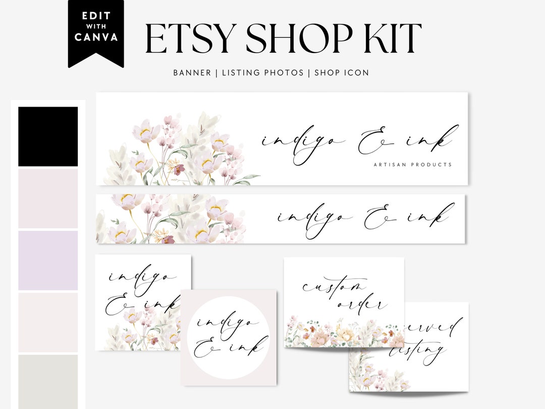 Elegant Etsy Shop Kit Etsy Banner Template Etsy Store Etsy