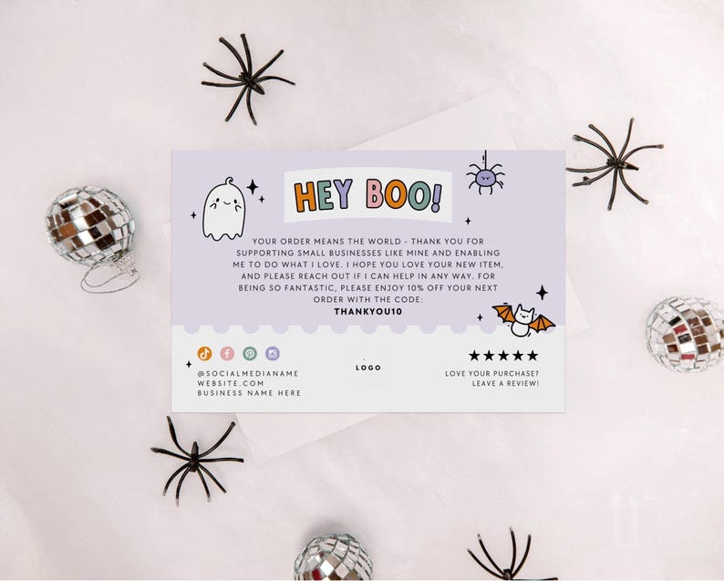 Cute Pastel Halloween Business Thank You Card Canva Template, Editable ...