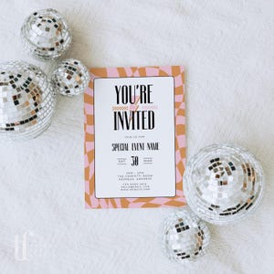 Cute Bright Business Invitation Canva Template, Special Event Invitation, Digital You're Invited, Colorful Invite Template Checkered -Brooks