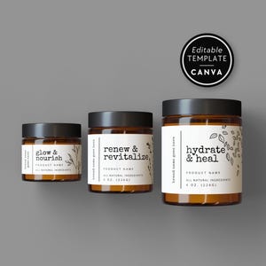 Modern Cosmetic Jar Label Template, Body Butter Editable Label, Body Product Label, DIY Wrap Around Jar Label, Product Packaging - Landry