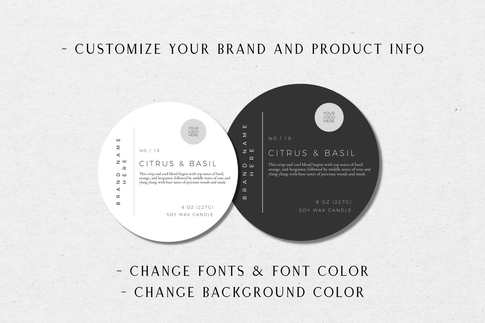 Round Candle Label Template Editable Candle Lid Sticker Etsy