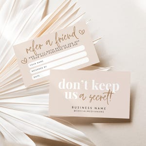 Boho Refer A Friend Business Card Template, Printable Referral Discount Rewards Card, Client Referral Card, Editable Rewards Card - Bohie