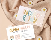 Cute Business Card Template QR Code, Instant Download, Colorful Rainbow Business Card Canva Template, DIY Calling Card, Editable Card - Bea